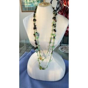 Murano Glass Long Necklace and Semi Precious Stones and Beads by CECIL